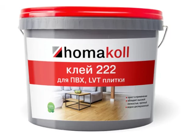 Клей Homakoll 222 для ПВХ, LVT плитки водно-дисперсионный, 3,5 кг