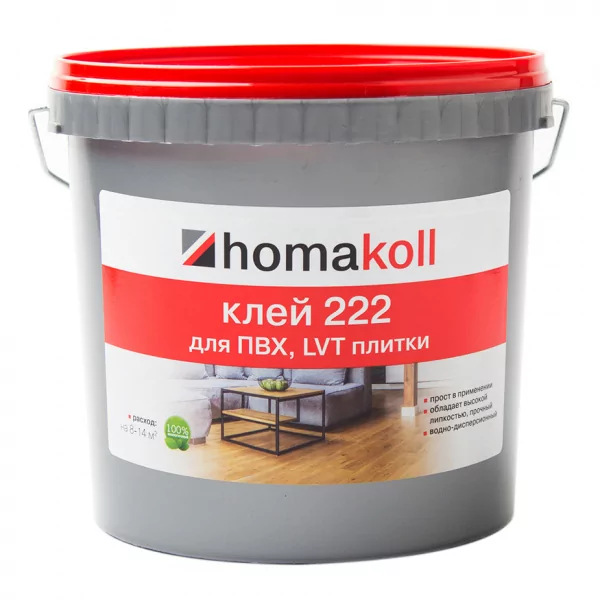 Клей Homakoll 222 для ПВХ, LVT плитки водно-дисперсионный, 6 кг